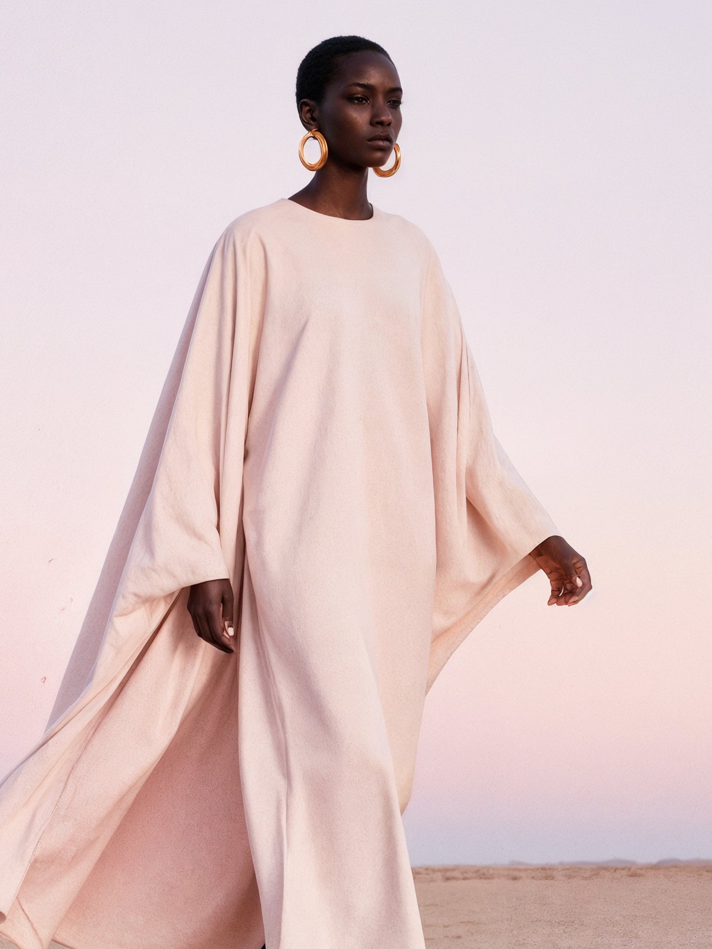Sculptural Cape Maxi Dress