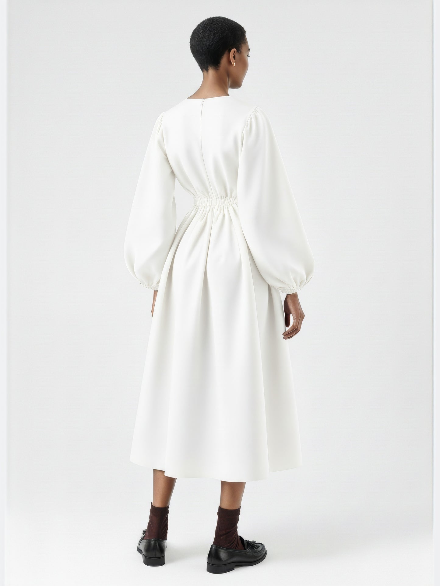 Balloon Sleeve Fit Flare Dress
