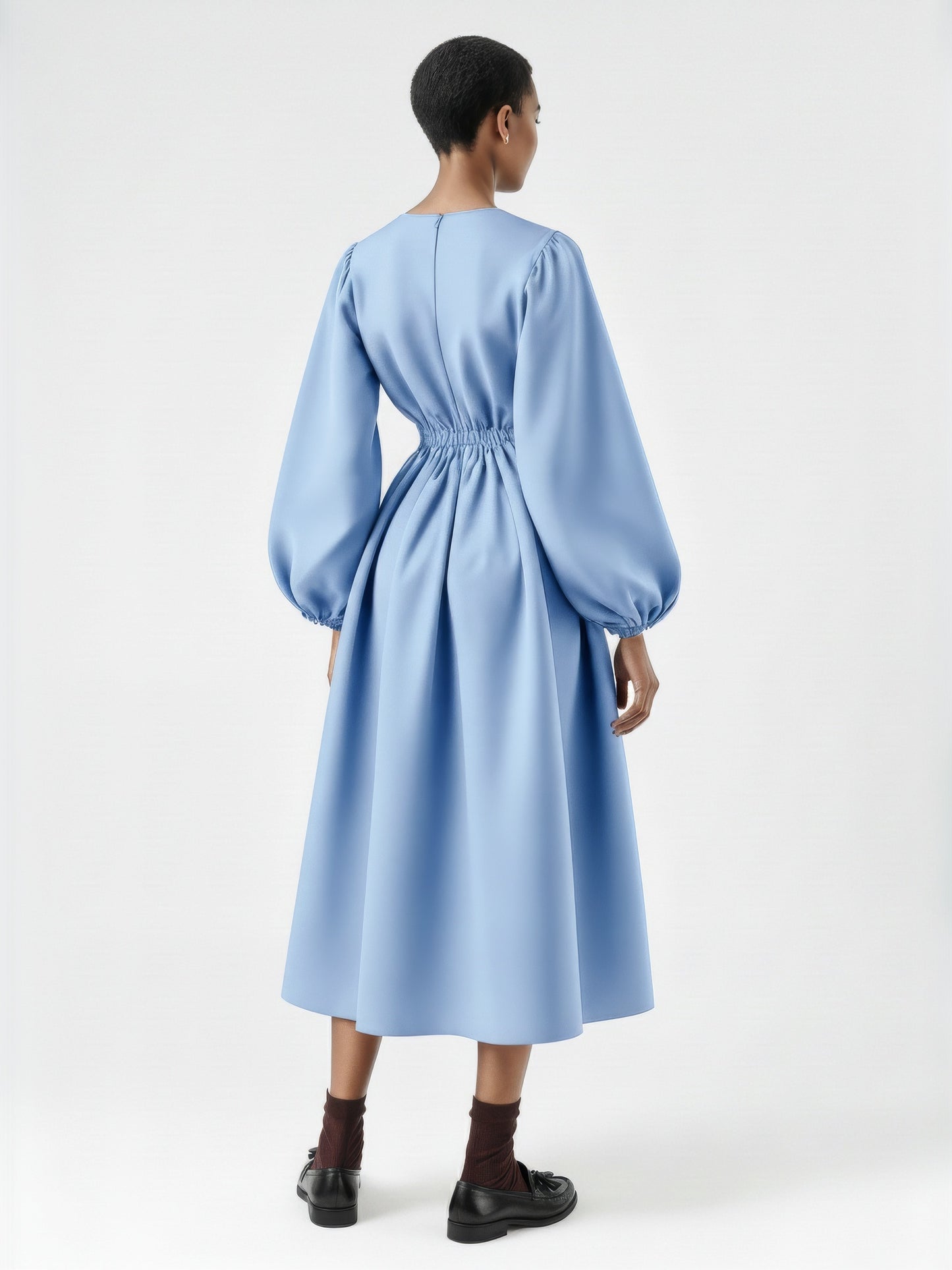 Balloon Sleeve Fit Flare Dress