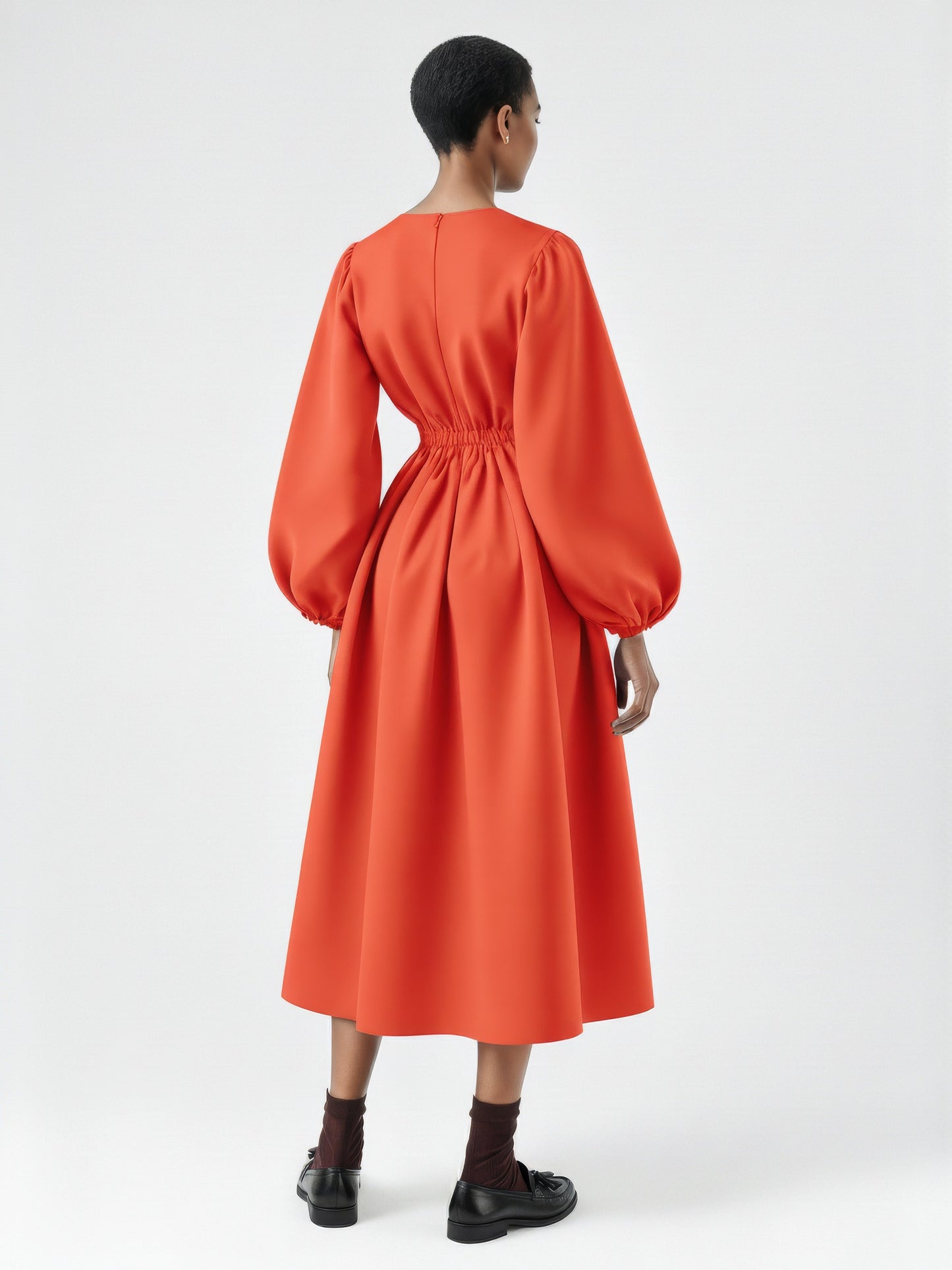 Balloon Sleeve Fit Flare Dress