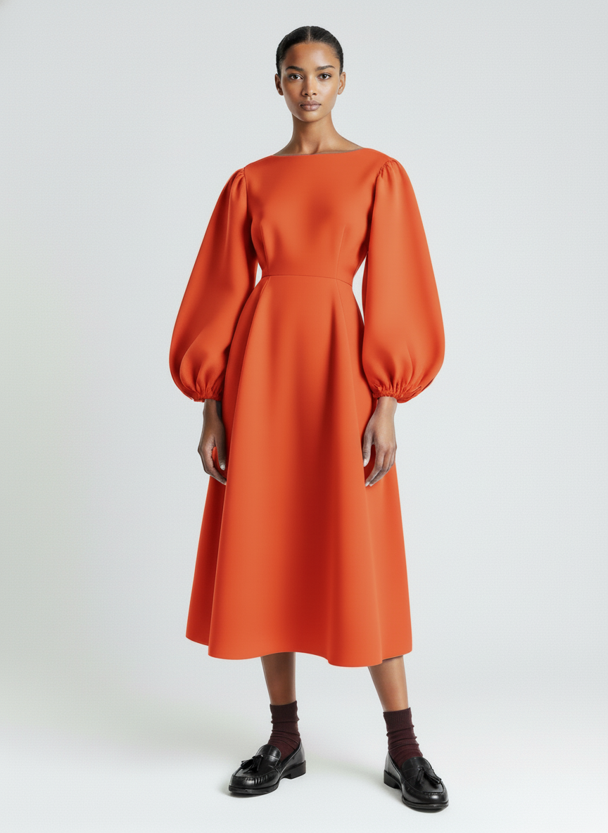 Balloon Sleeve Fit Flare Dress – Gryning