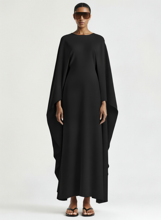 Sculptural Cape Maxi Dress