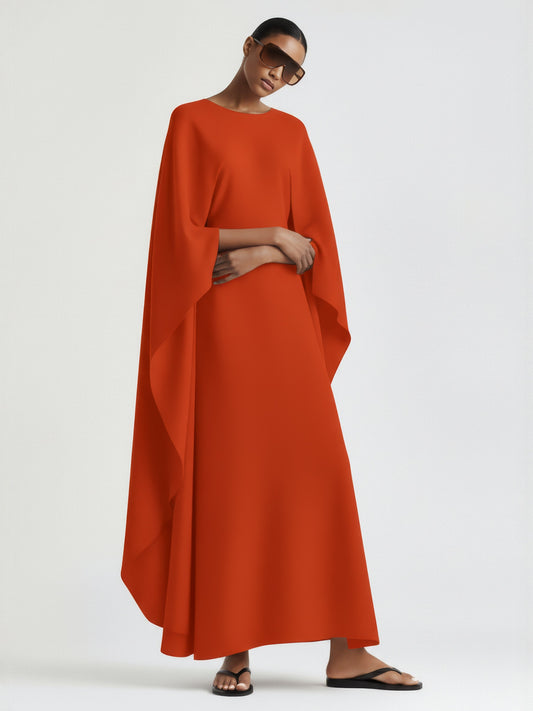 Sculptural Cape Maxi Dress