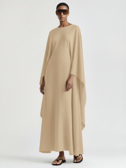 Sculptural Cape Maxi Dress