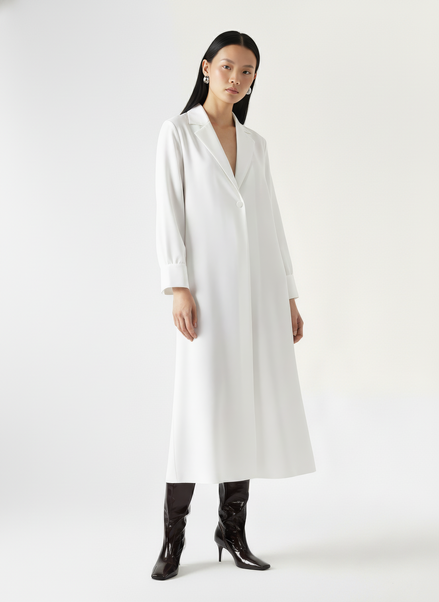 Sharp Collar Midi Dress