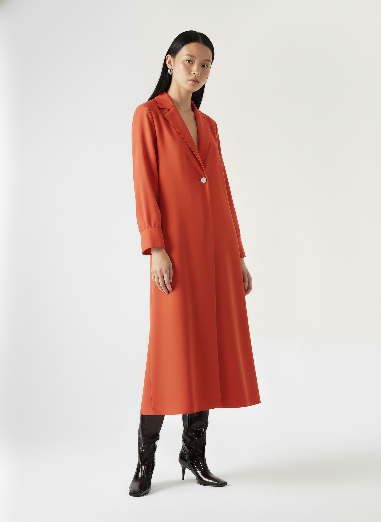 Sharp Collar Midi Dress