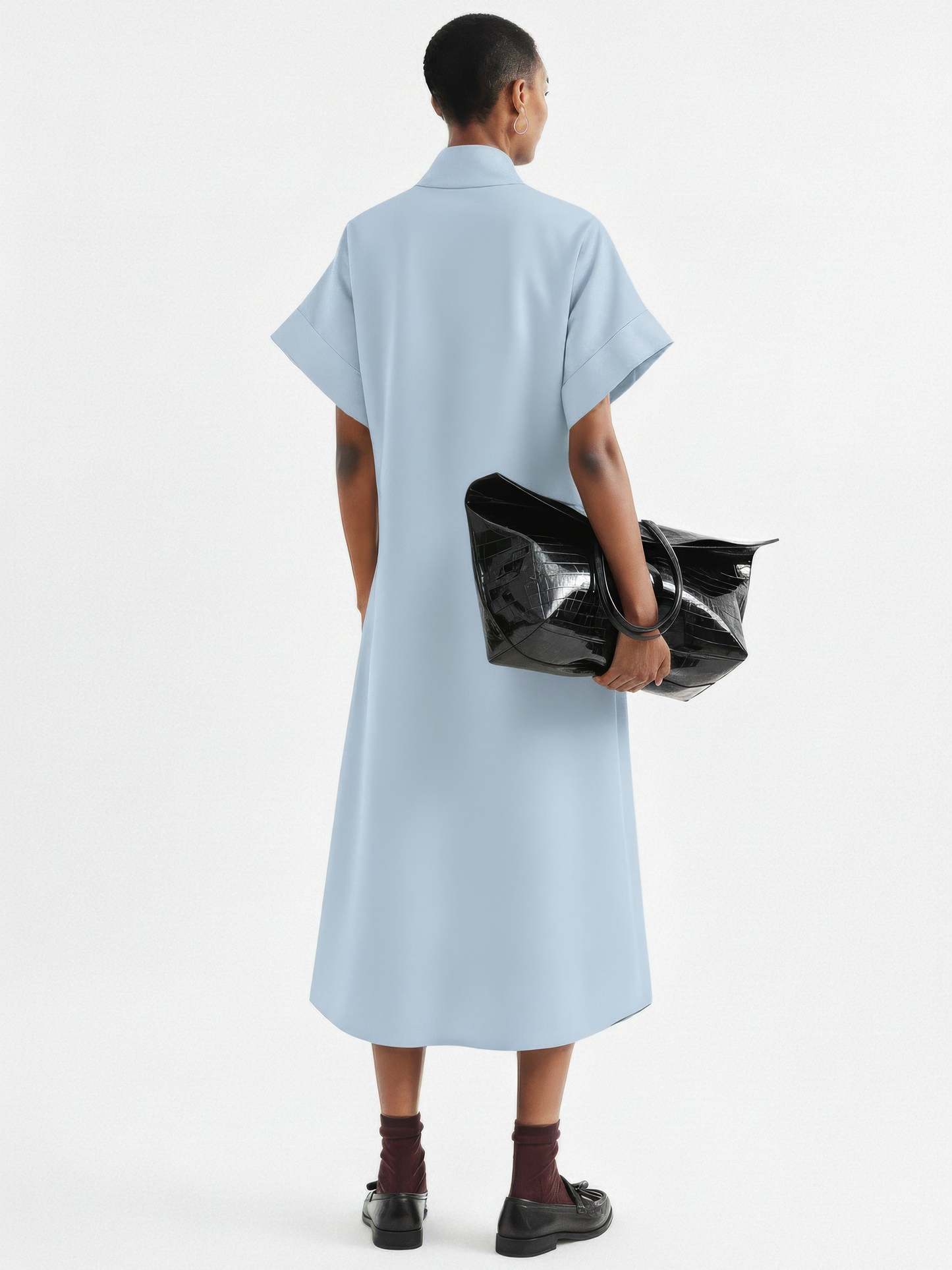 Triangle-Neck Scarf Midi Dress